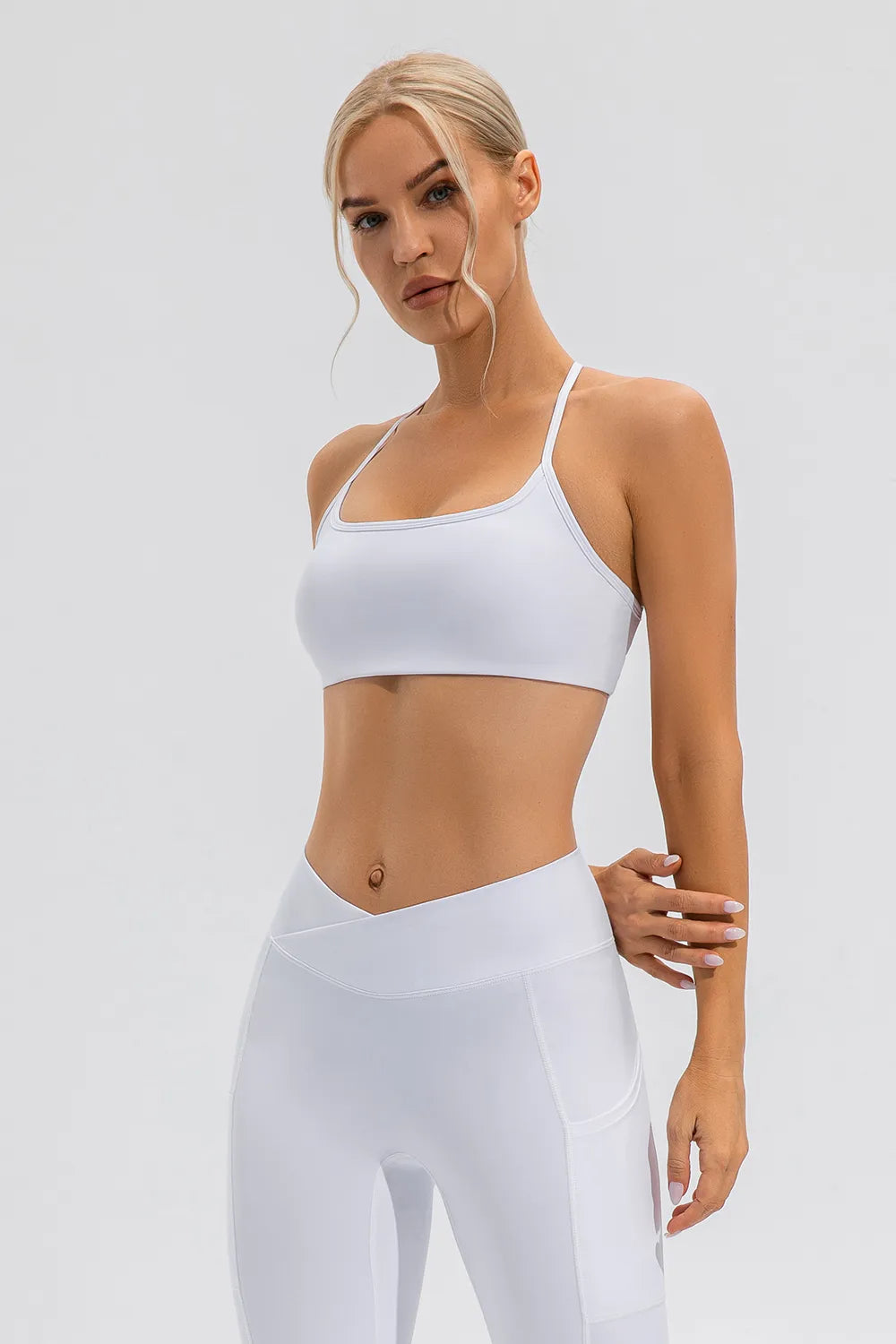 Crisscross Spaghetti Strap Active Cami detail close up 12