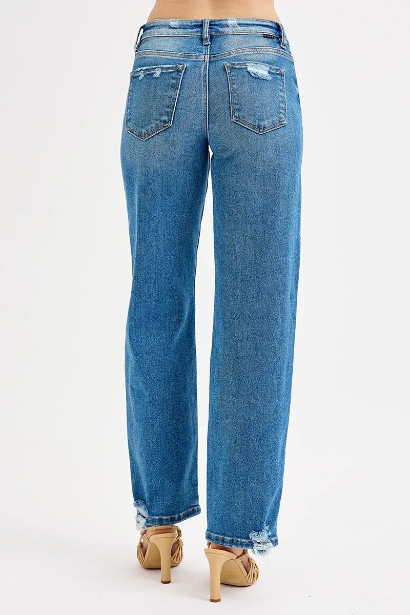 RISEN Full Size Mid Rise Baggy Jeans Plus Size - Fashorio