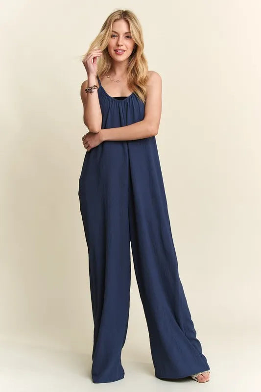 Wide Leg Casual Cami Jumpsuit on model