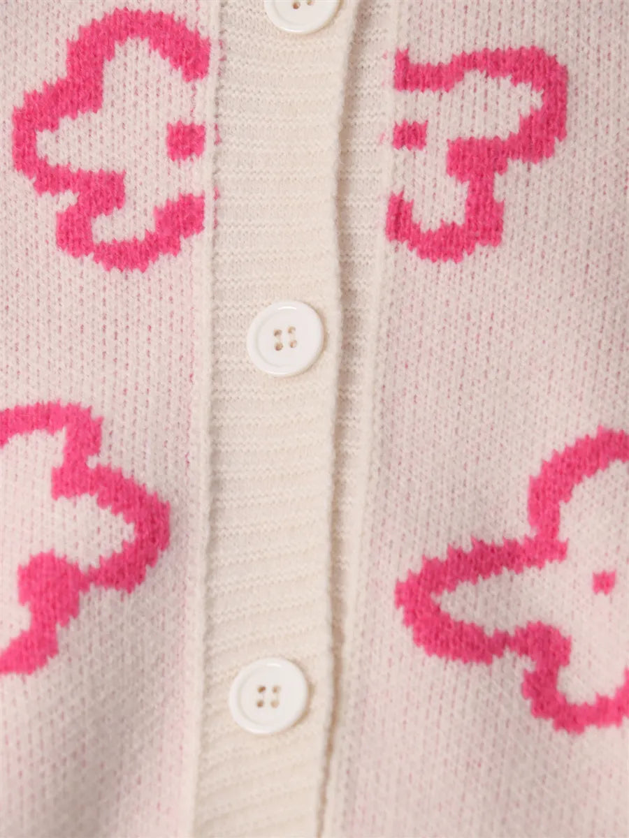 Floral Pattern Button-Up Cardigan - Fashorio