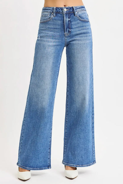 RISEN Full Size High Rise Wide Leg Jeans Plus Size - Fashorio