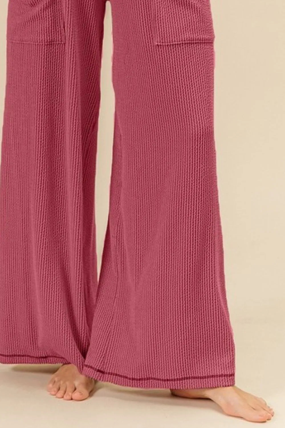 BiBi 2tone Cord Rib Waist Band Side Pocket Pants - Fashorio