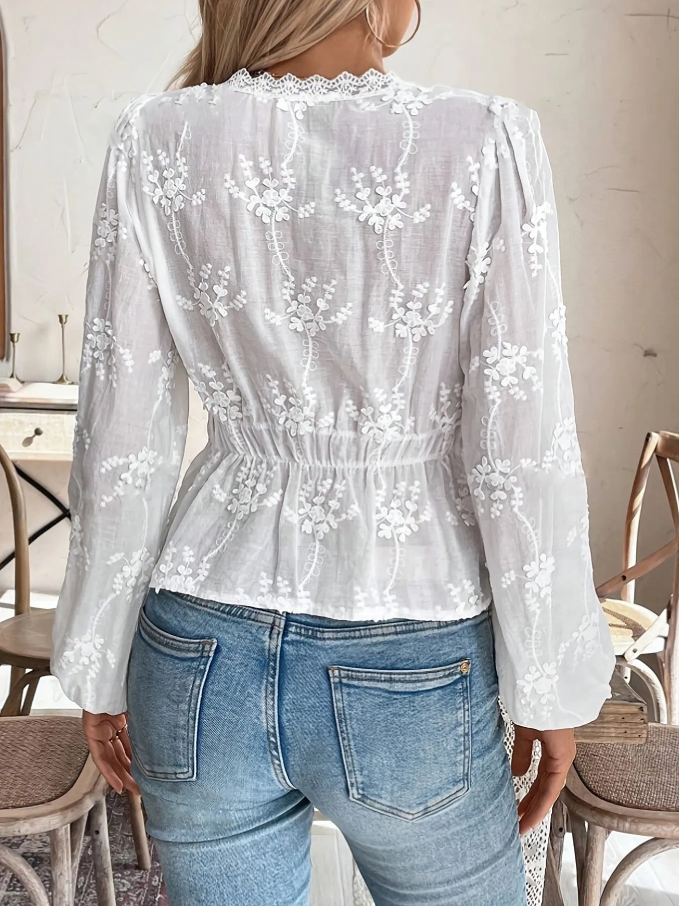 Lace Detail Button Up Shirt - Fashorio