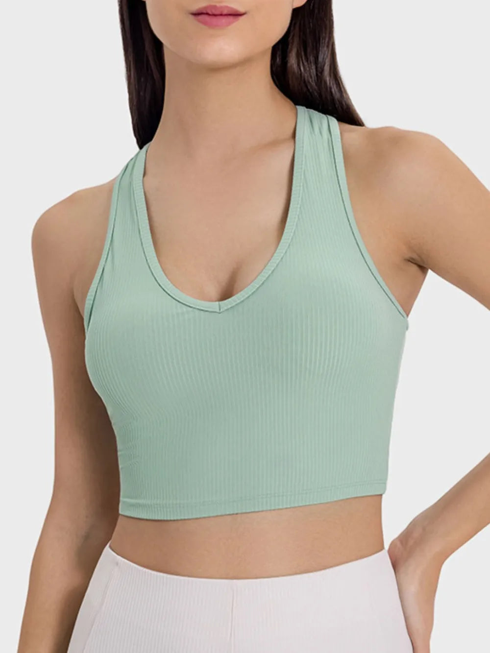 Millennia Scoop Neck Wide Strap Active Tank Gum Leaf - Fashorio
