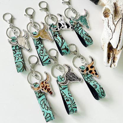 Rhinestone Bull Keychain - Fashorio