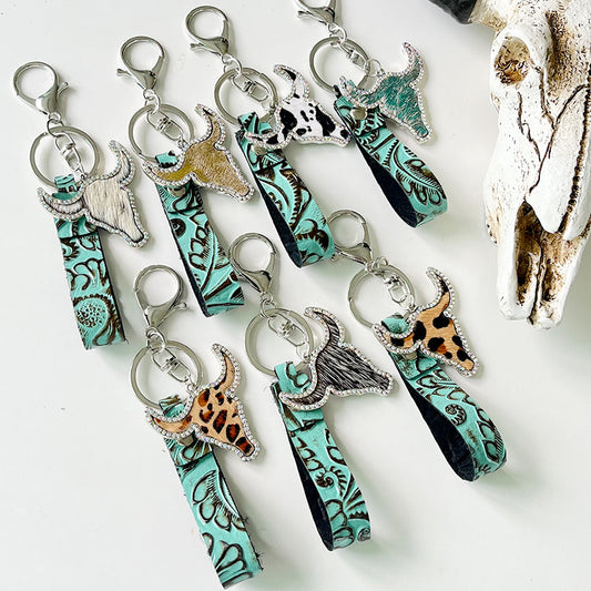 Rhinestone Bull Keychain - Fashorio