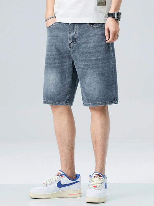 Men's Washed Denim Shorts with Pockets - Fashorio