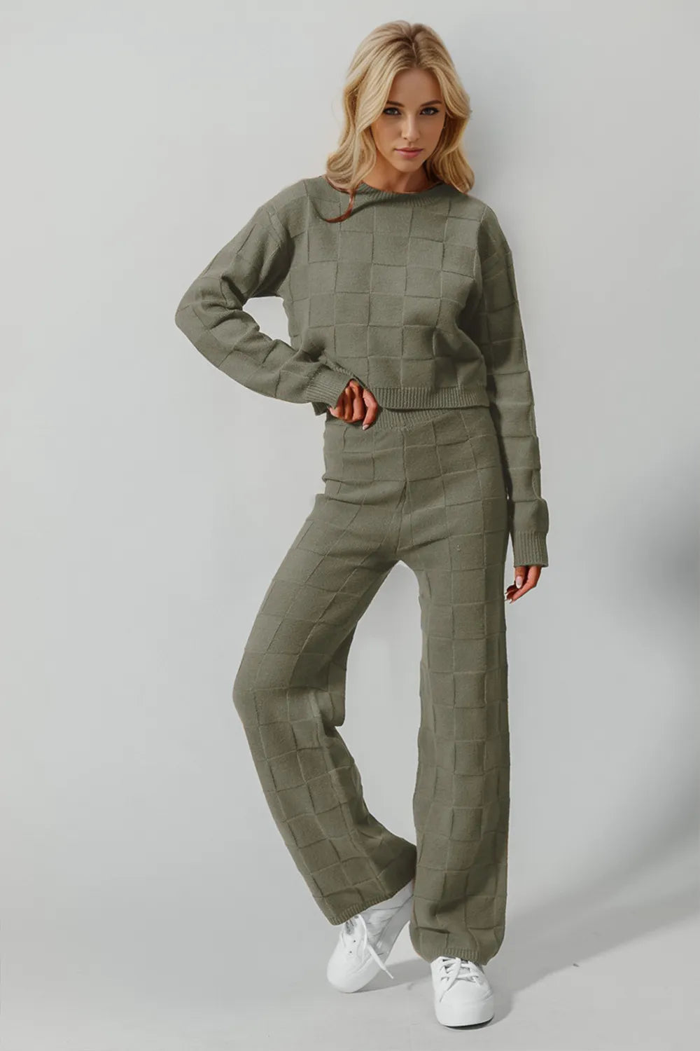 Checkered knit set alternate colour view
