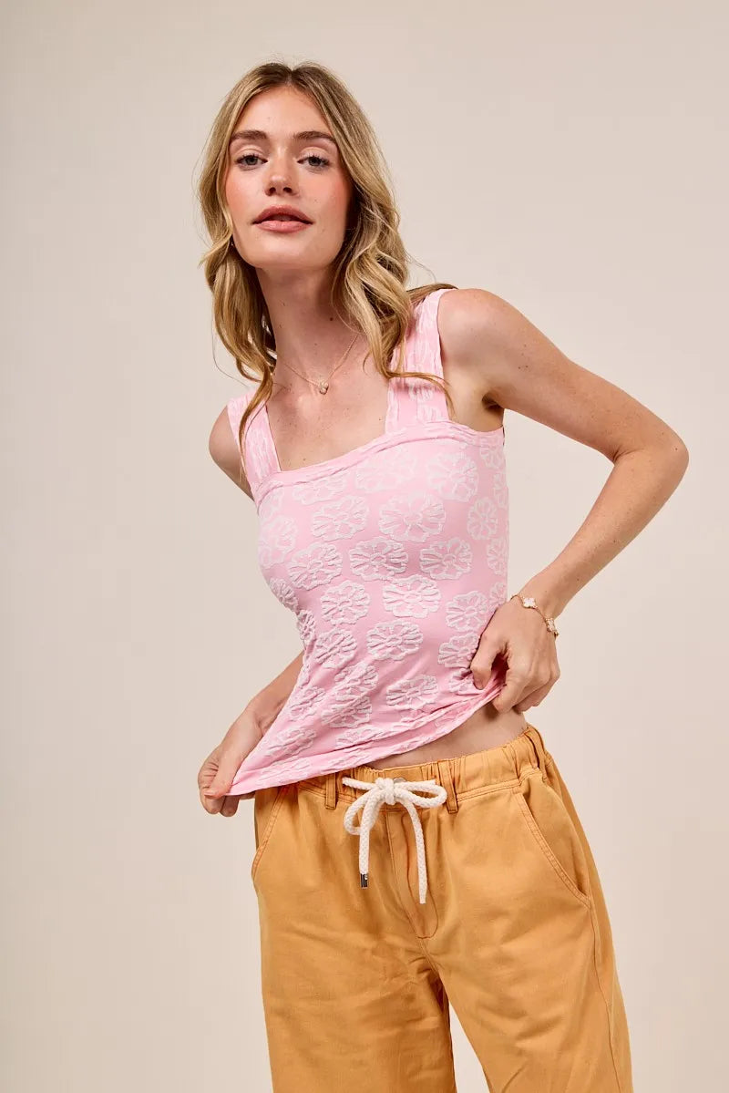 SO ME Two Tone Floral Seamless Tank Top - Fashorio