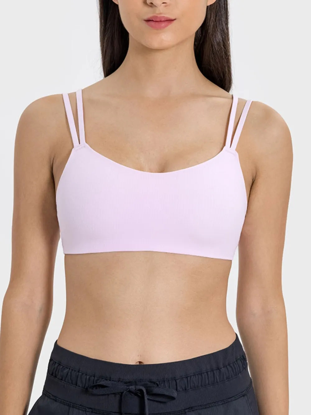 Millennia Scoop Neck Double Strap Active Cami Blush Pink - Fashorio