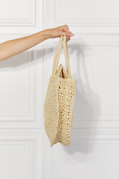 Justin Taylor Beach Date Straw Rattan Handbag in Ivory - Fashorio