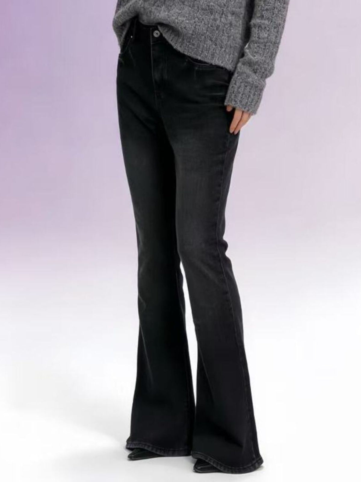 High waisted flare jeans in dark blue
