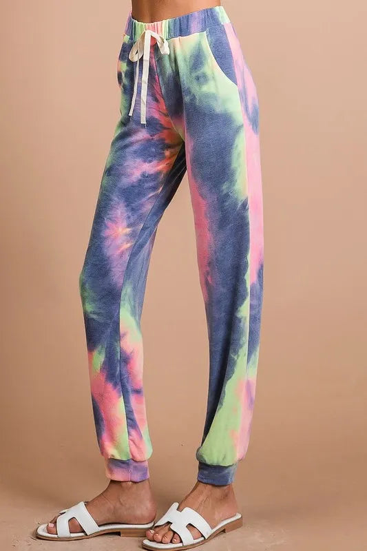 BiBi Tie Dye French Terry Casual Pants - Fashorio