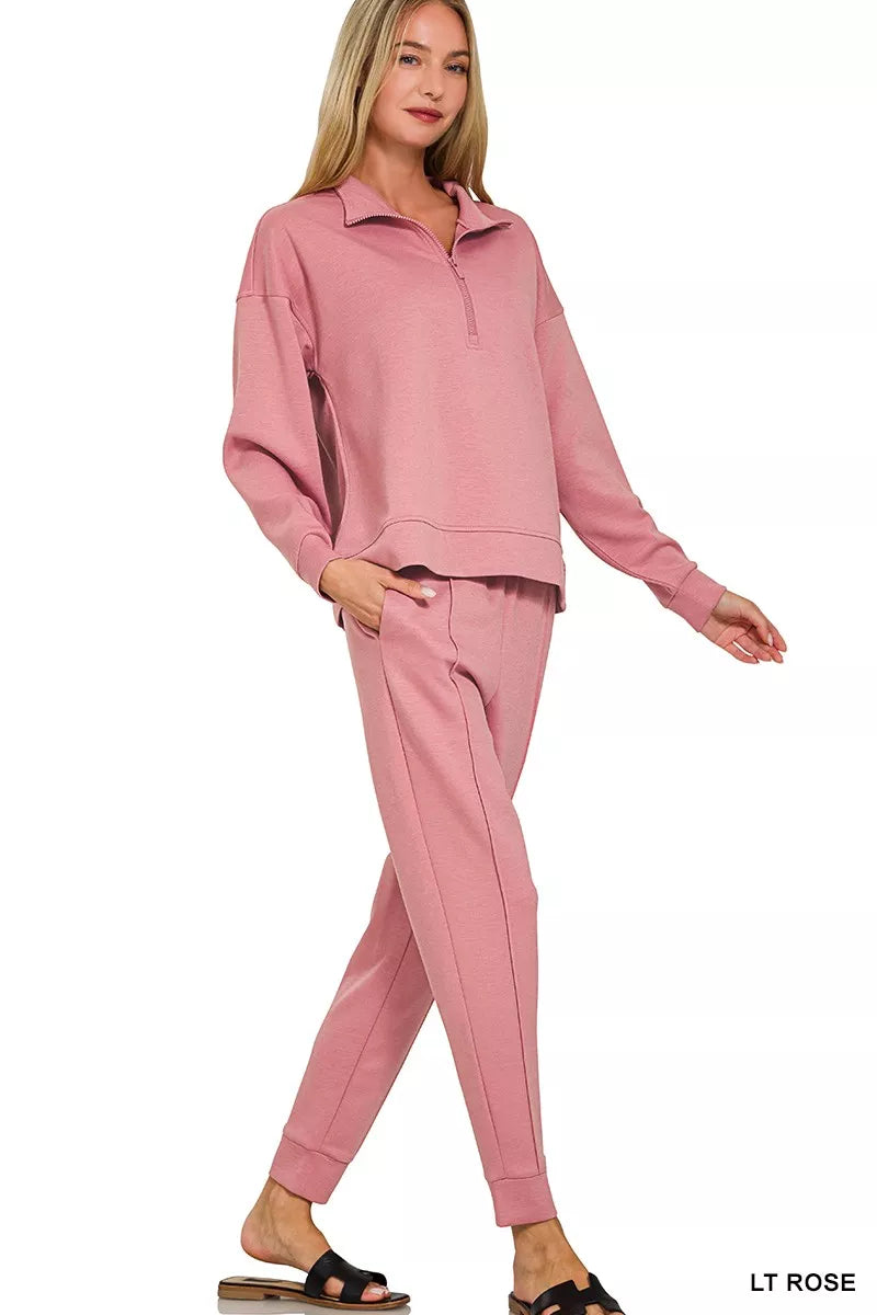 Scuba pullover and jogger matching athleisure set