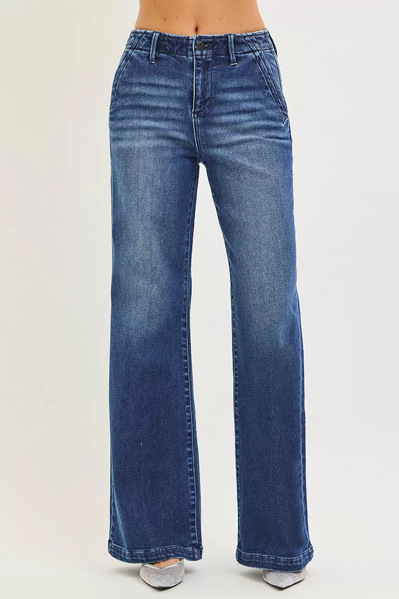 High rise wide leg jeans side view
