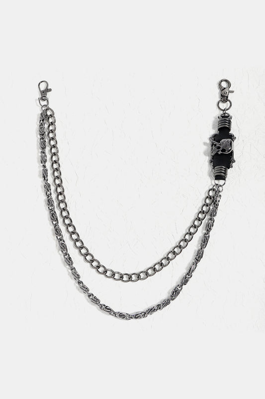 Double Layer Alloy Chain Belt Black One Size - Fashorio