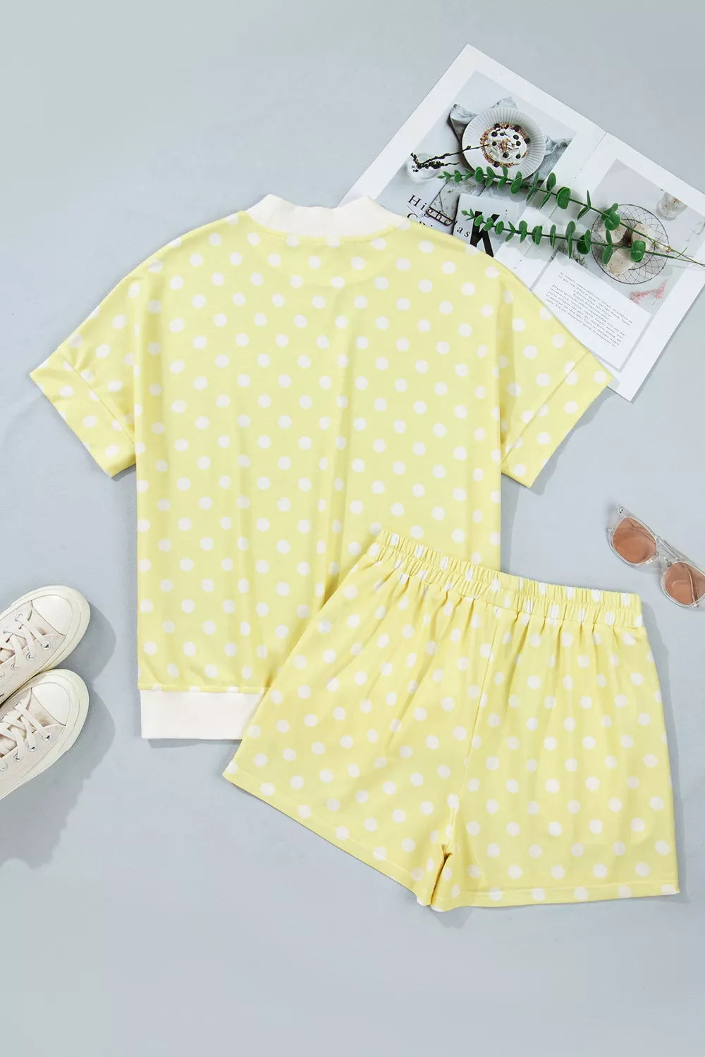 Polka Dot Short Sleeve Top and Shorts Set, view 12