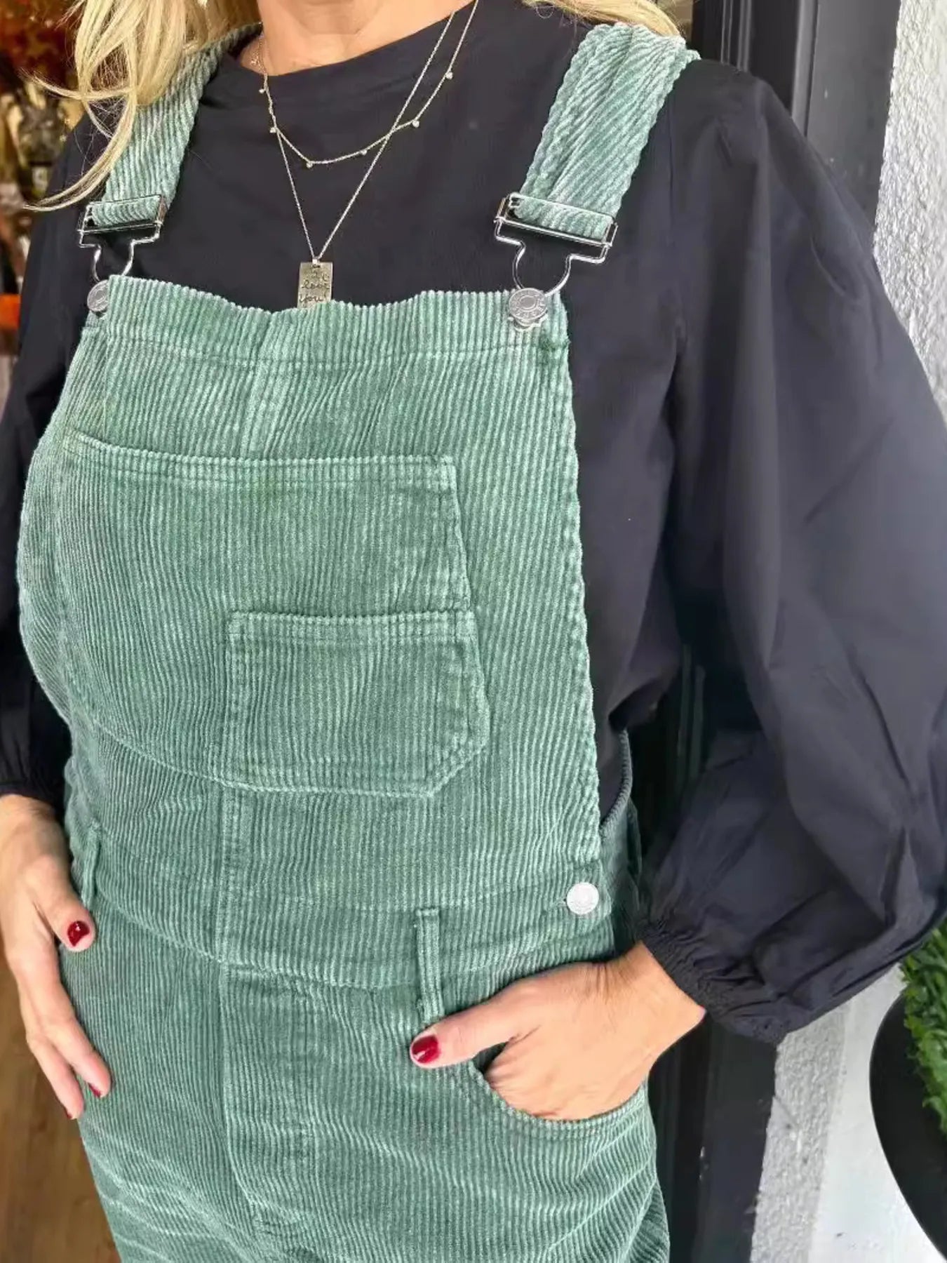 Distressed Wide Leg Corduroy Overalls - Fashorio