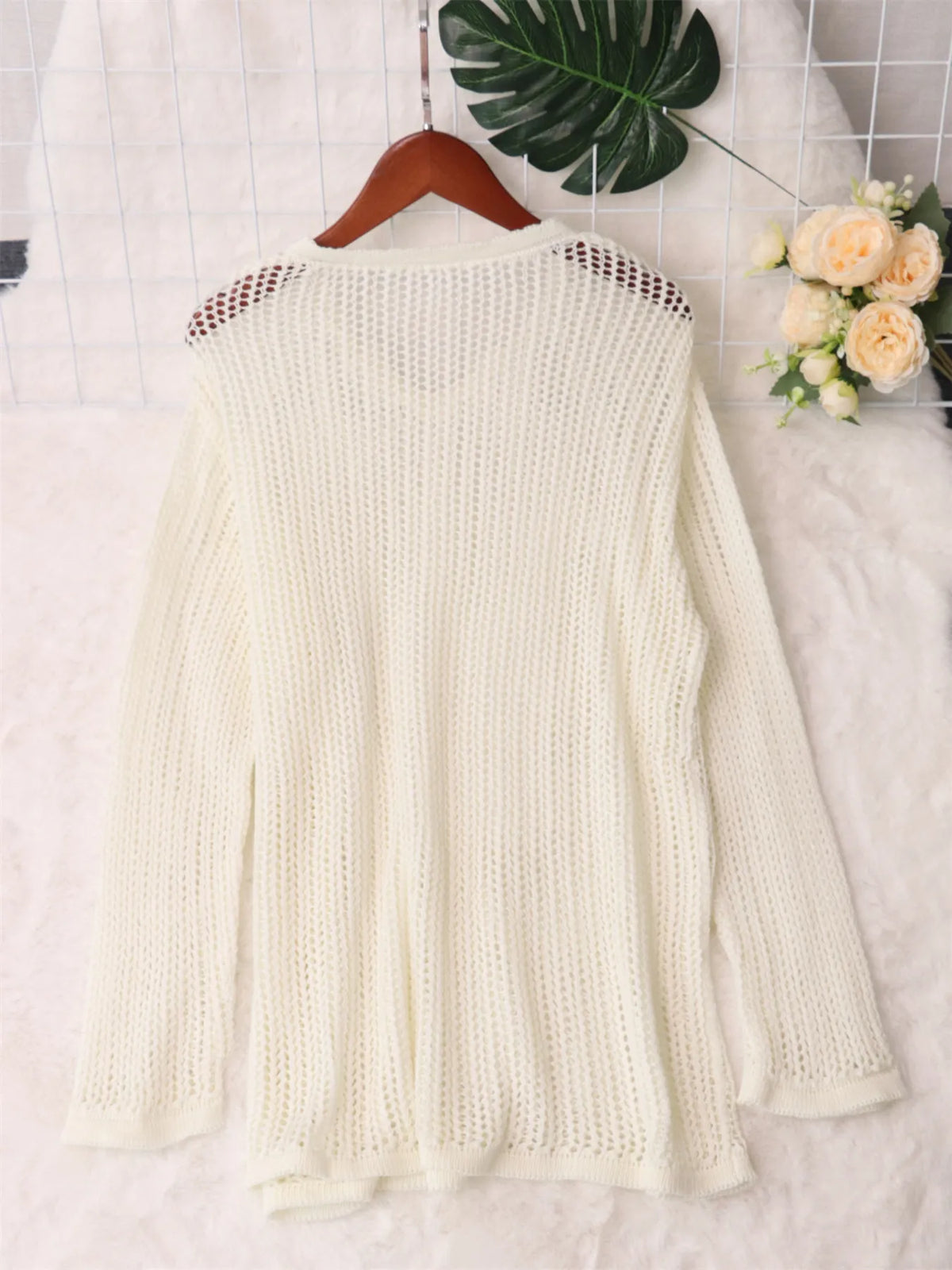 openwork relaxed knit cover up back view