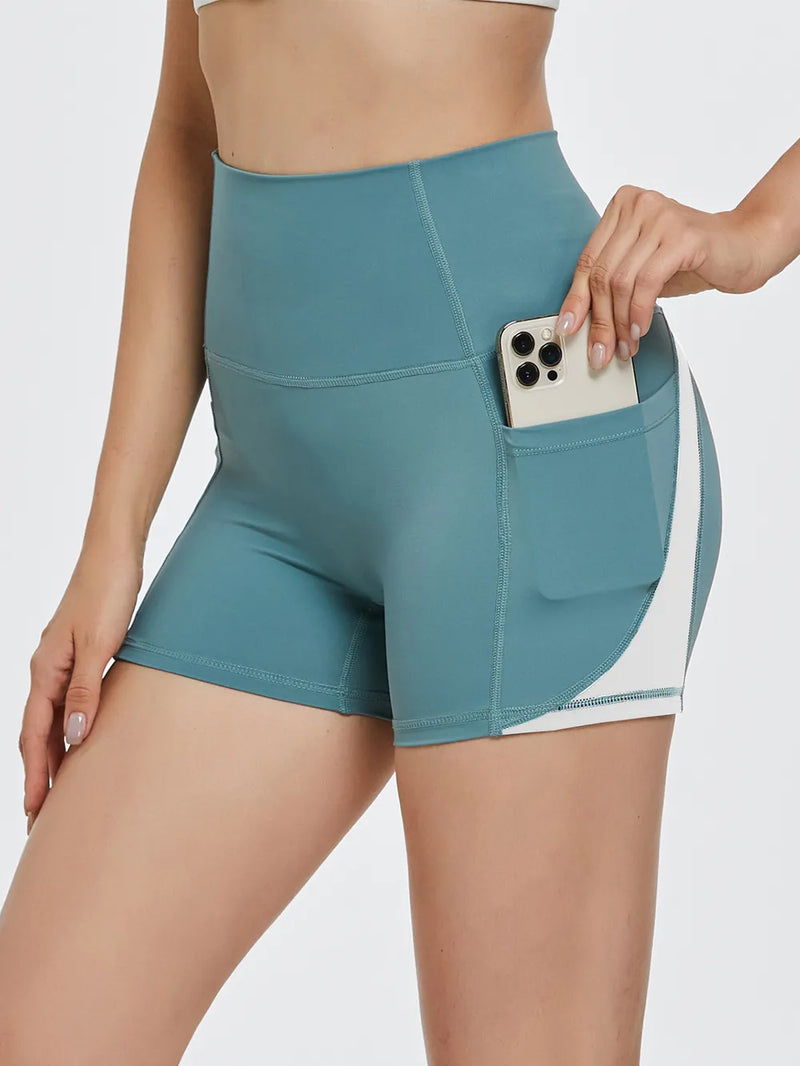 High waist active shorts front view