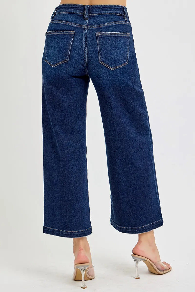 RISEN High Rise Crop Wide Jeans - Fashorio