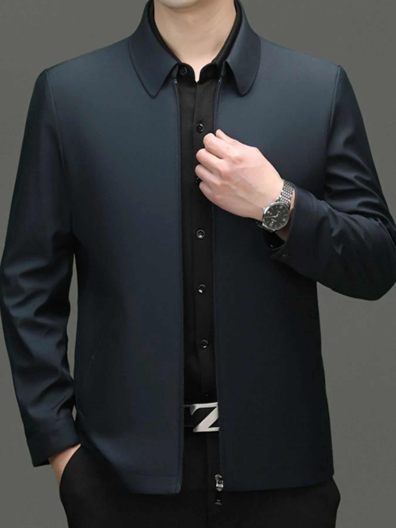 Men's Plus Size Zip Up Long Sleeve Jacket - Fashorio
