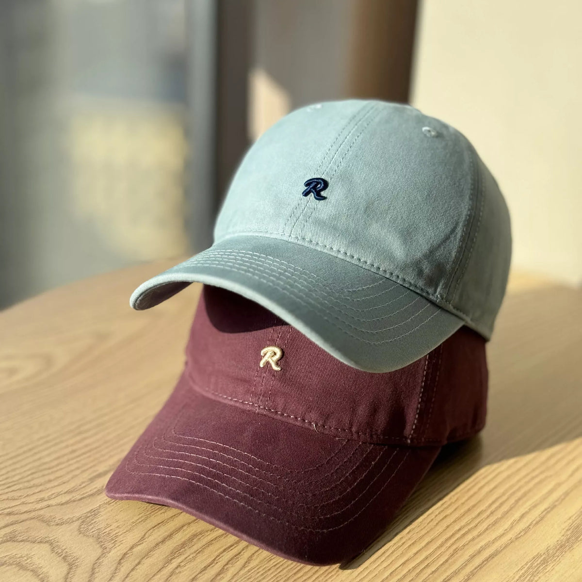Embroidered letter baseball cap front view
