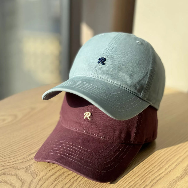 Embroidered letter baseball cap front view
