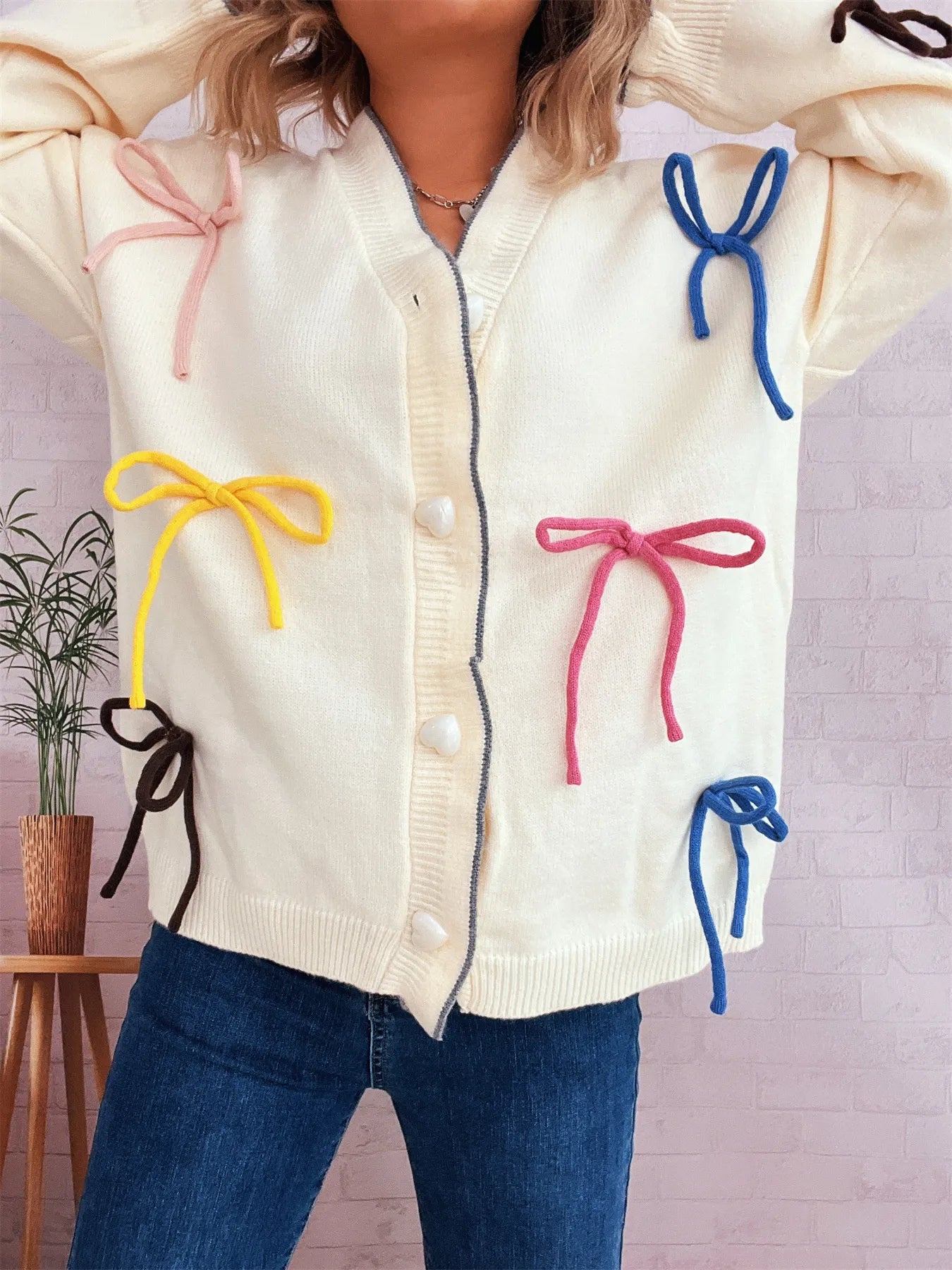 Bow Tie Button Up Cardigan - Fashorio