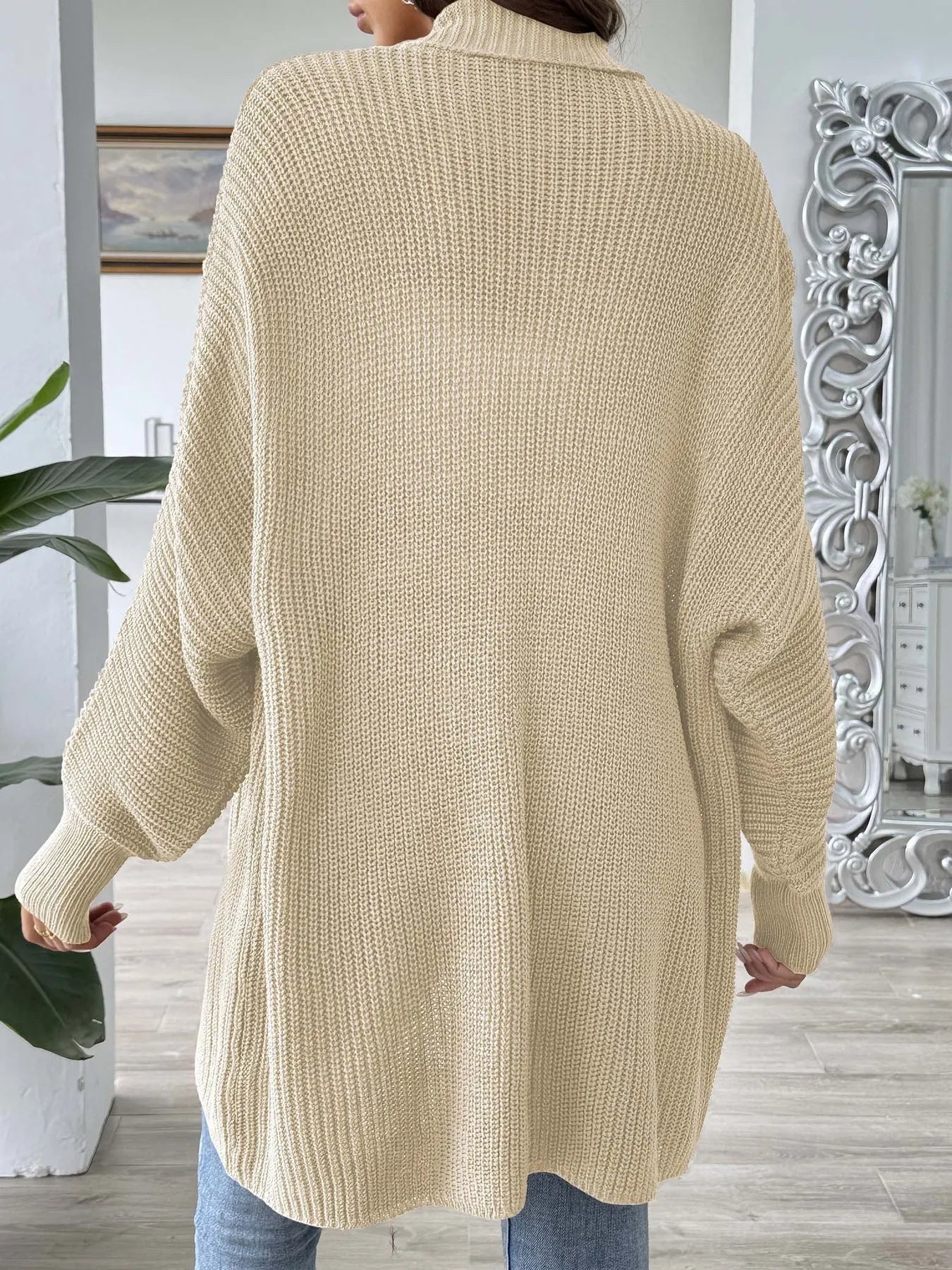 Oversized Knit Open Front Cardigan - Fashorio