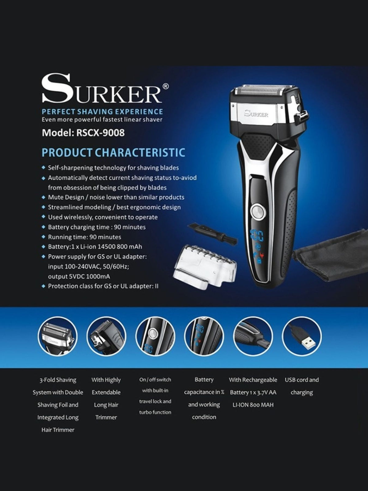 Waterproof shaver rinsed under water