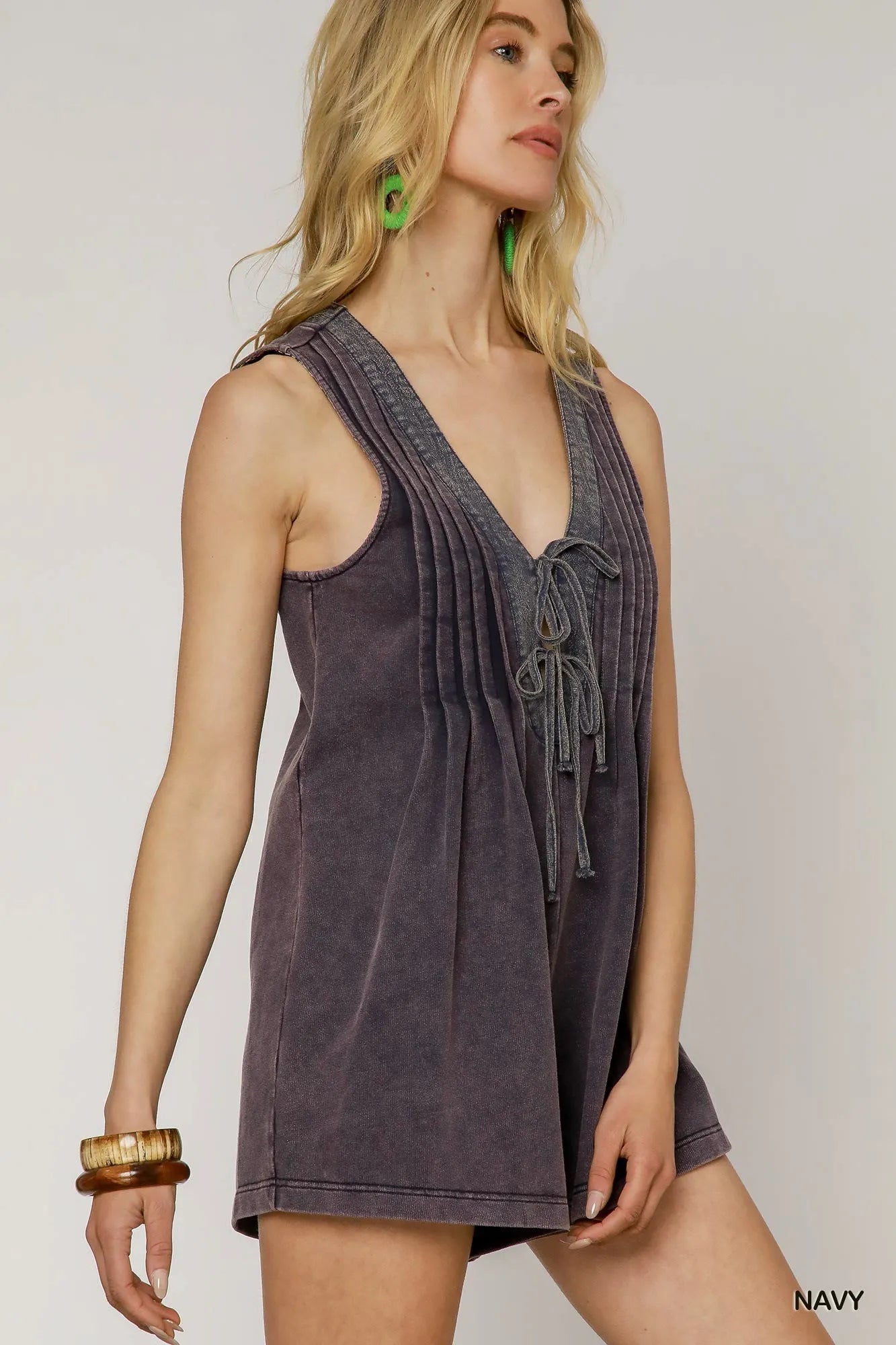 Umgee Tie Front Sleeveless Romper - Fashorio
