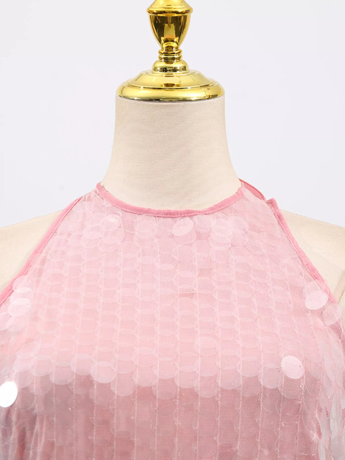 Sequin Halter Neck Mini Dress full length view