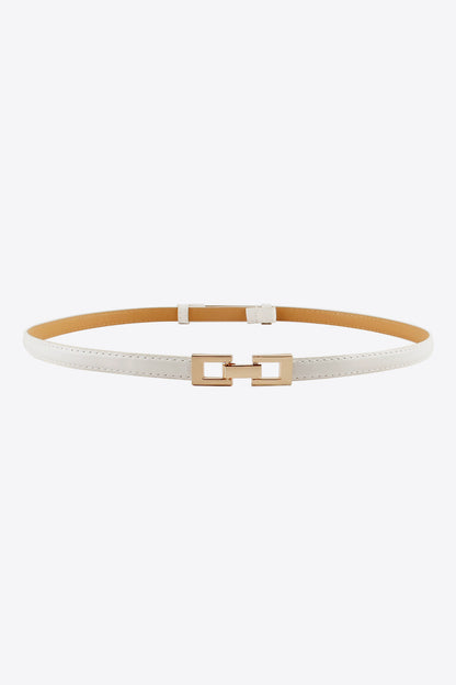 PU Skinny Belt White One Size - Fashorio
