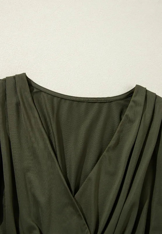 Ruched Surplice Long Sleeve Bodysuit - Fashorio