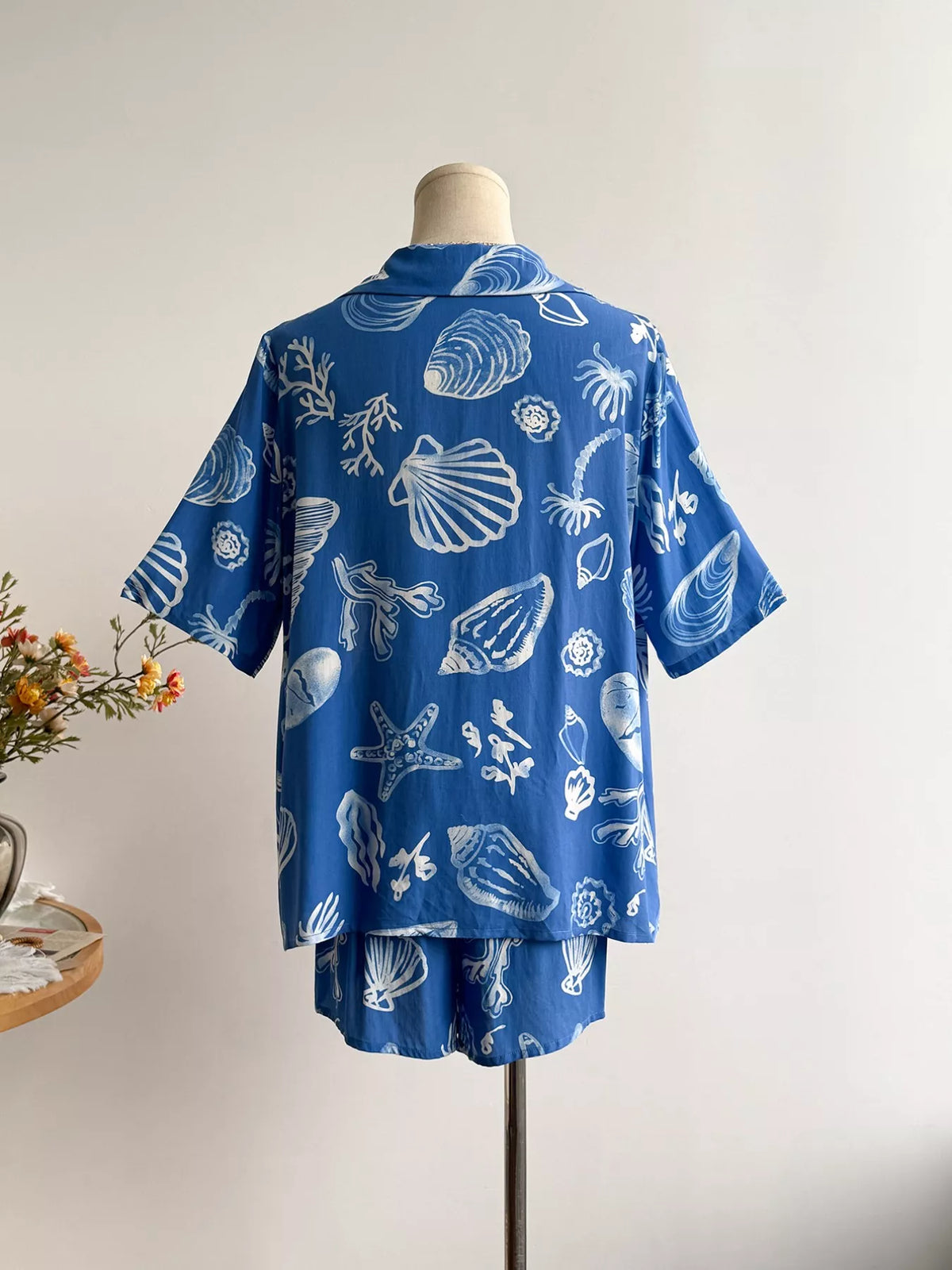 Seashell Print Smocked Three Piece Summer Set, view 6