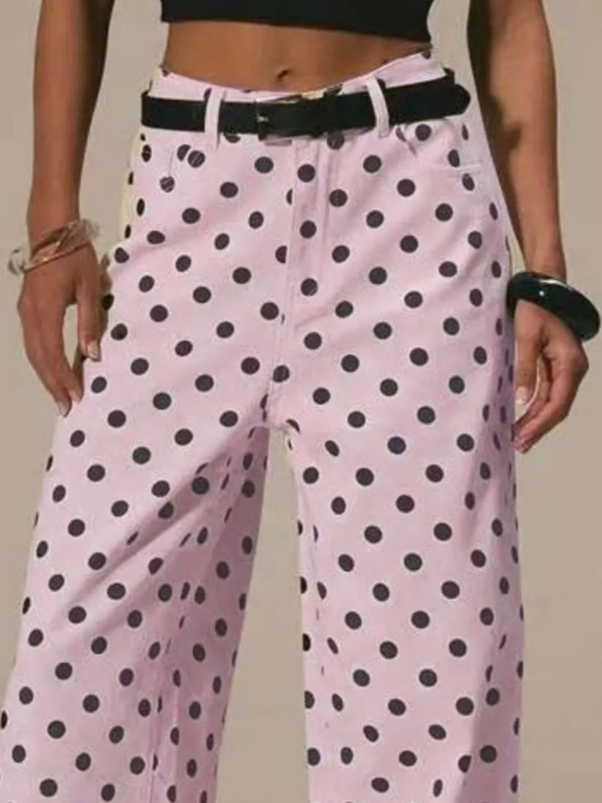 Pastel Polka Dot Wide Leg Jeans, view 8