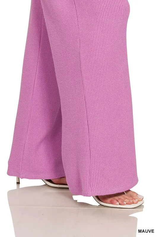 Rolled Sleeve Sweater Top and Pants Set in Mauve view 13