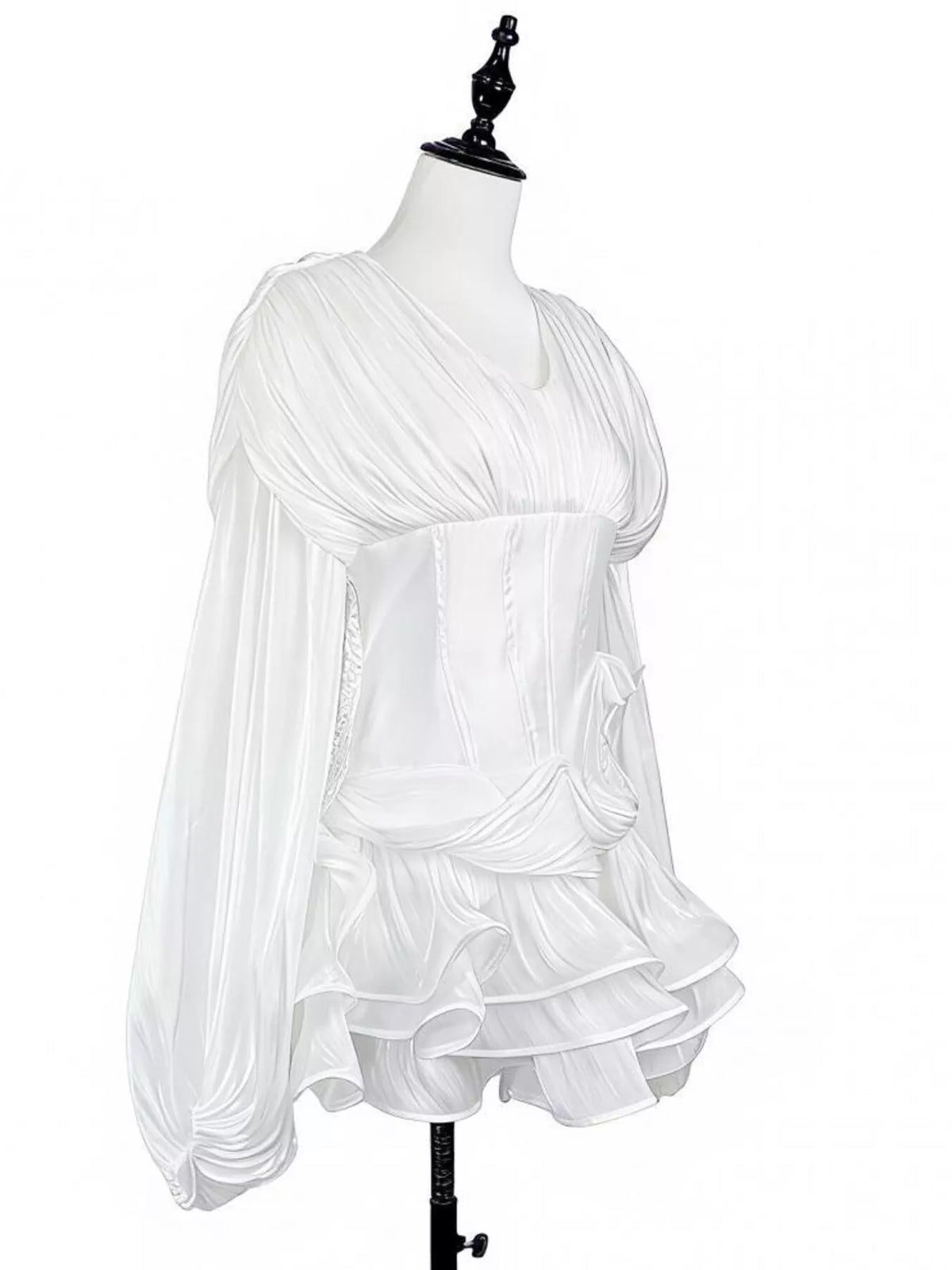 Ruffled long sleeve mini dress final view