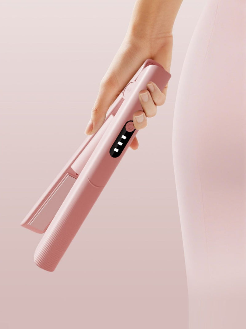 Pink rechargeable cordless hair straightener