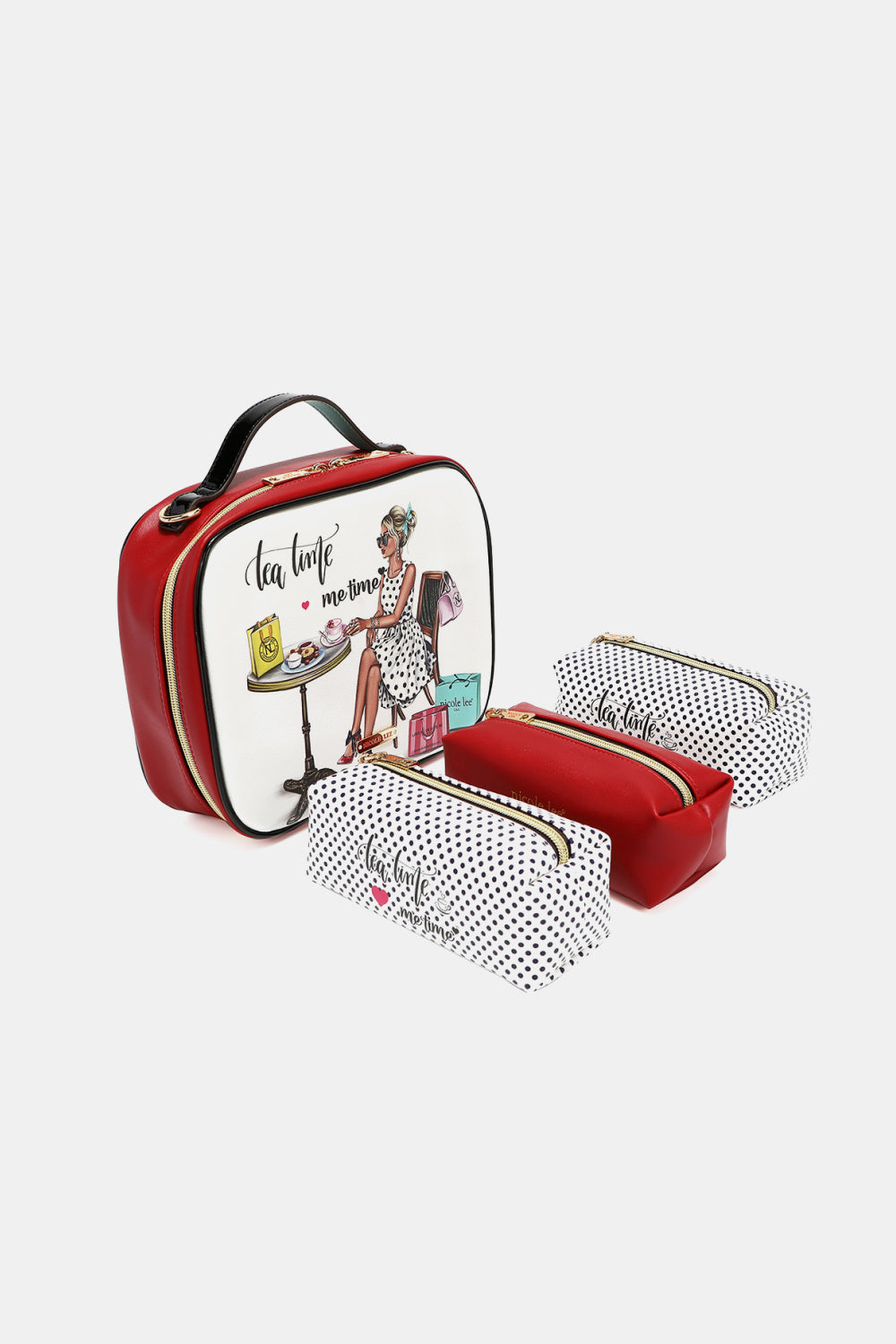 Nicole Lee USA Printed Handbag with Three Pouches - Fashorio