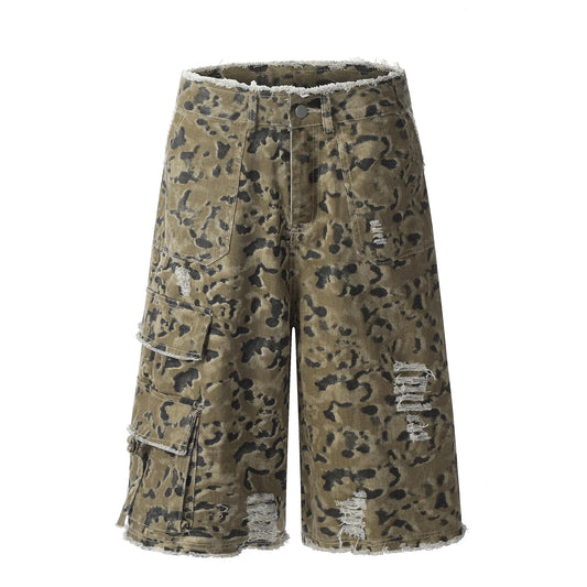 Men's Camouflage Denim Shorts Leopard - Fashorio