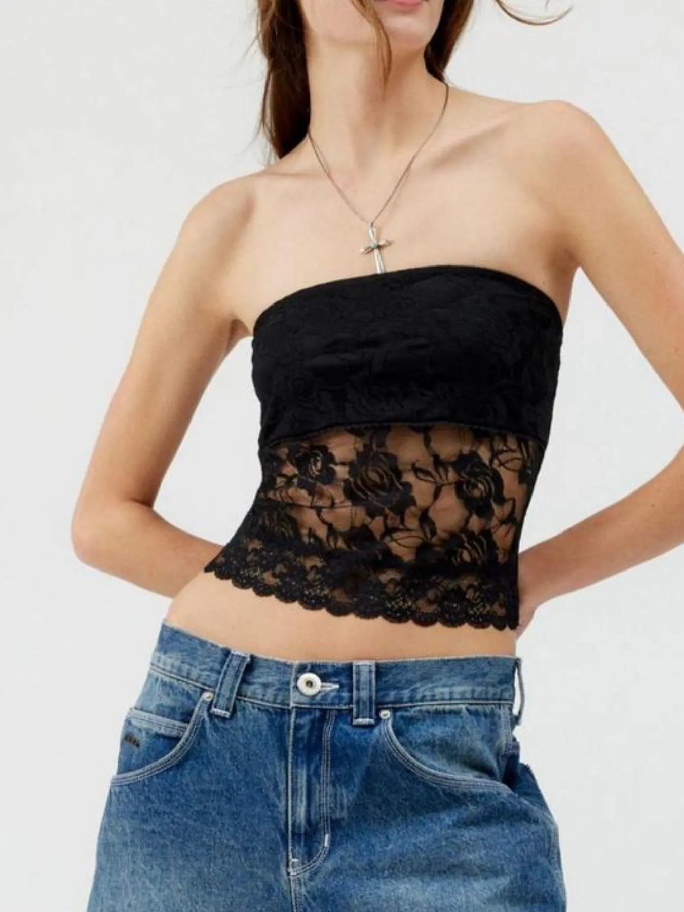 Lace Strapless Tube Top - Fashorio