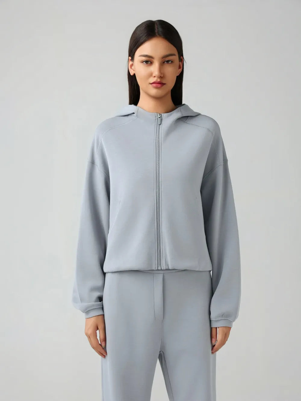 Millennia Zip Up Dropped Shouder Active Hooded - Fashorio