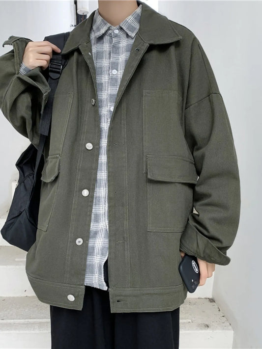 Men's Button Up Drop Shoulder Denim Jacket - Fashorio