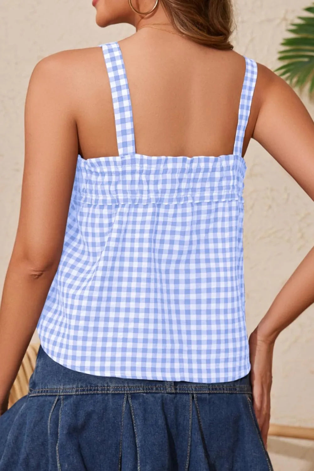 Tied Front Textured Square Neck Cami Top, view 24