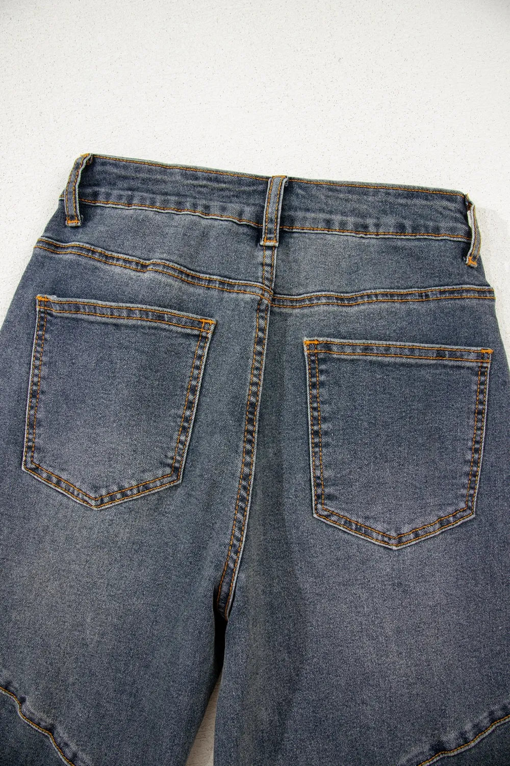 Exposed Stitching Loose Straight High Waist Jeans, view 8