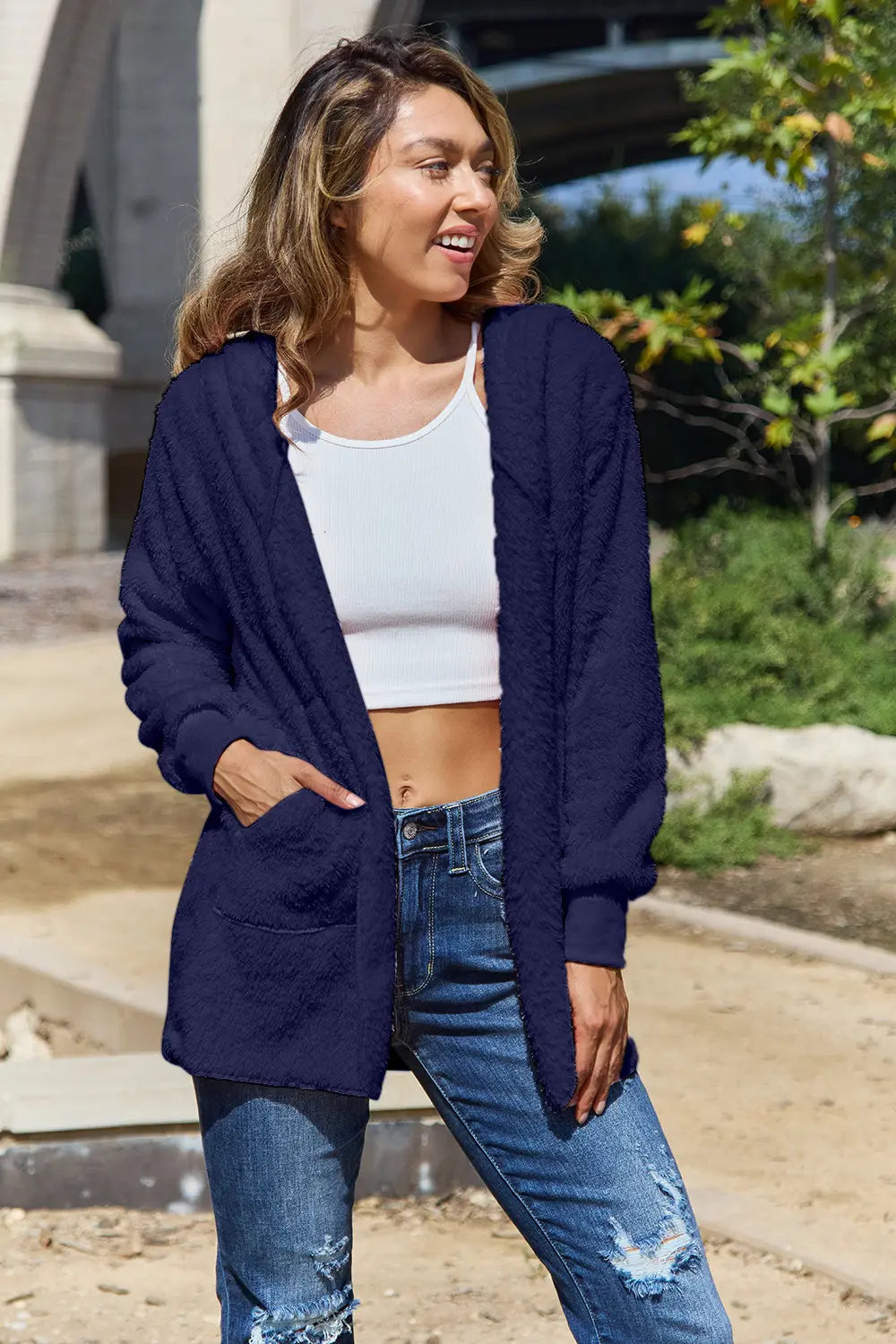 Teddy Hooded Jacket with Pockets, view 28