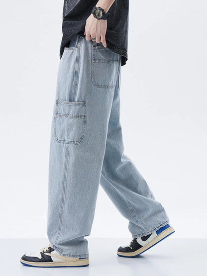 Men's Full Size Washed Wide Leg Jeans Plus Size - Fashorio