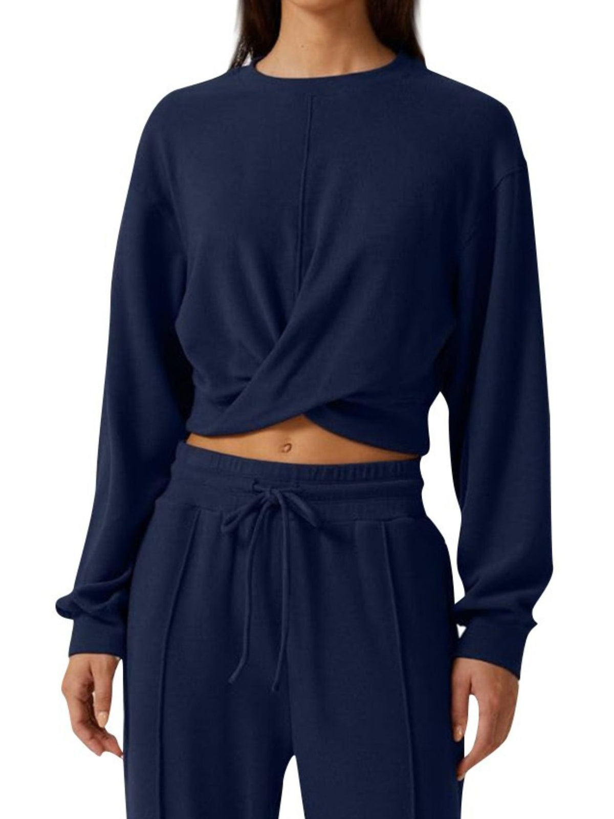 Twist Front Long Sleeve Top and Pants Set, view 11